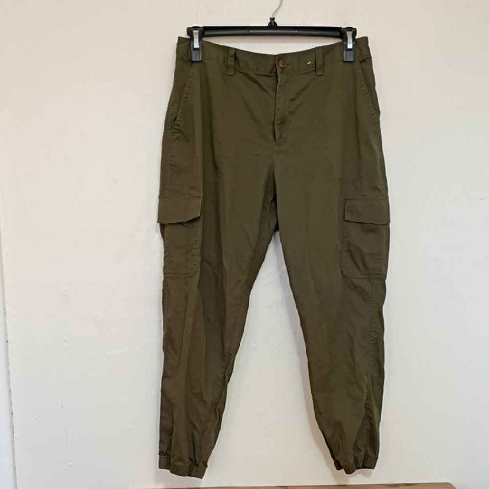 Gap Green Elastic Waist Cargo Girlfriend Jogger Size 14